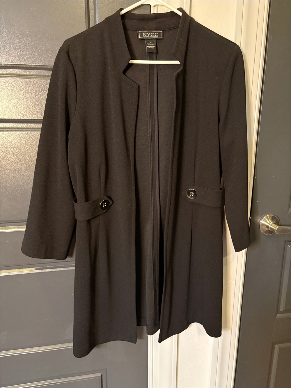 New York & Company Black Open-Front Longline Blazer